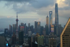 Views of the iconic Shanghai skyline from the Radisson Blu revolving restaurant