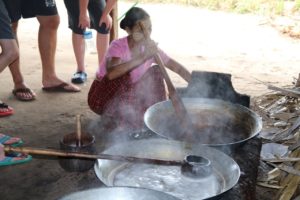 MAKING BROWN SUGAR FROM PALM OIL - A PROCESS WHICH INVOLVES HEATING THE PALM OIL FOR TWO HOURS