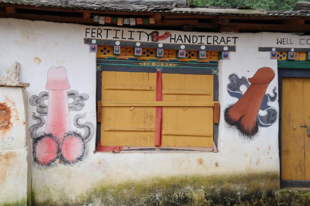Phalluses painted on buildings in Bhutan