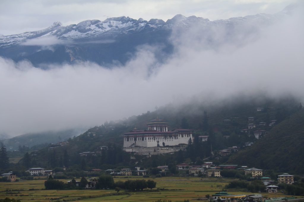 Paro Dzong Bhutan in the mist