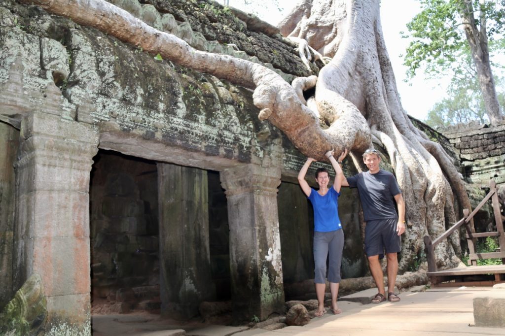 Ta Prohm in the ancient city of Angkor in Cambodia - trees growing through the walls!