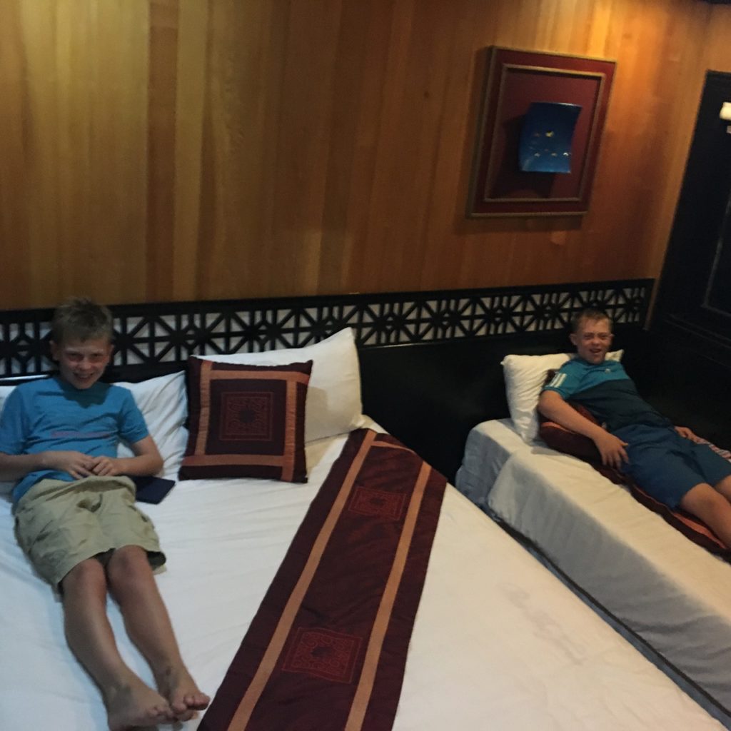 A triple cabin on board Galaxy Premium Cruises, Halong Bay, Vietnam