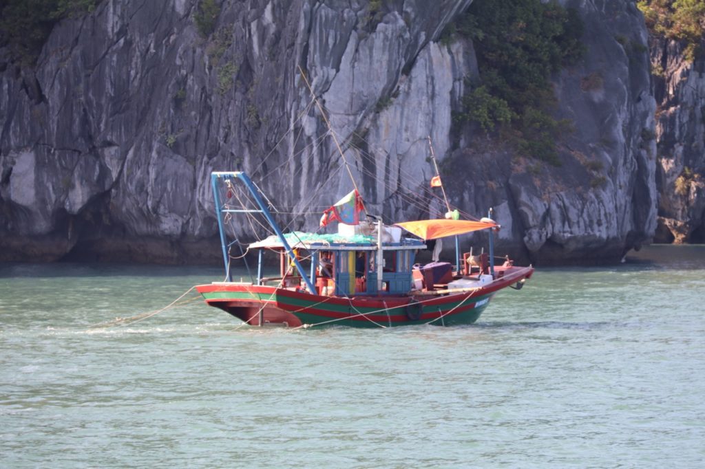 Local fishing boat on Halong Bay in Vietnam