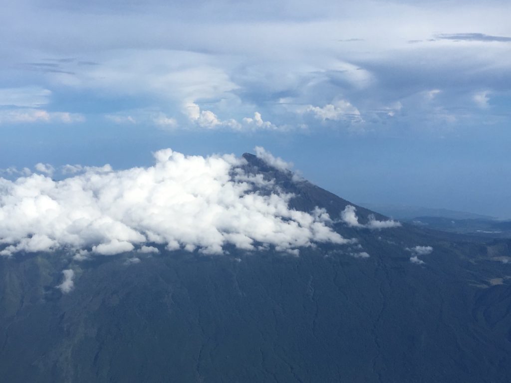 Mount Batur in Central Bali seen from the plane