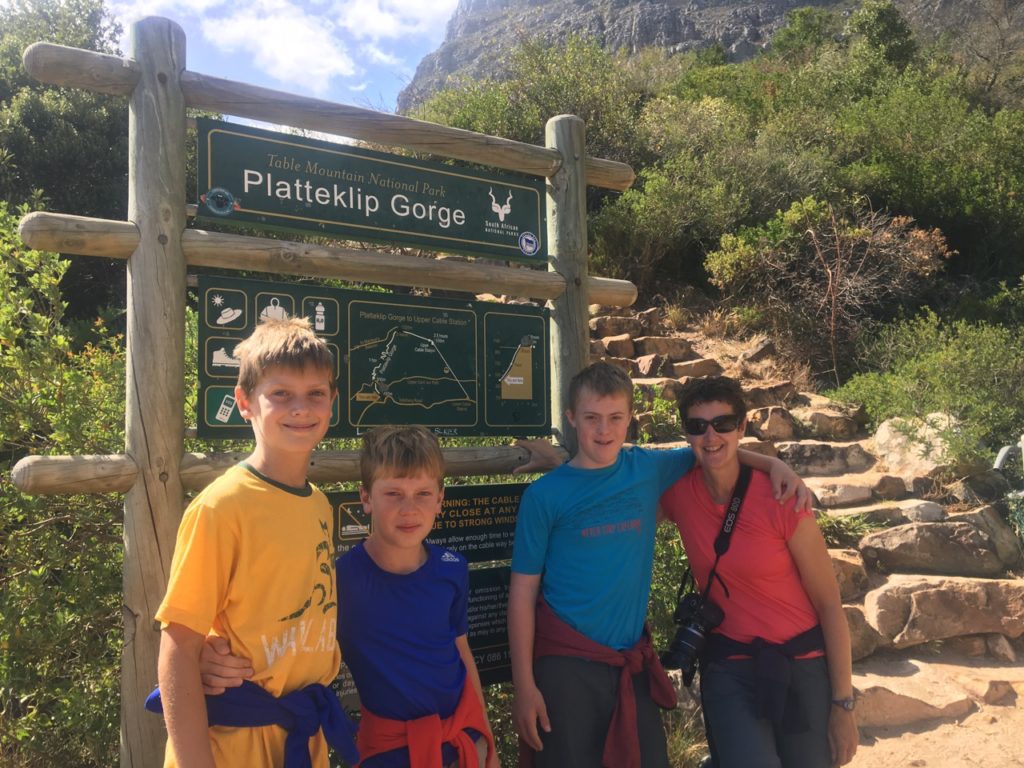 Staring the climb up Platteklip Gorge, Table Mountain in South Africa