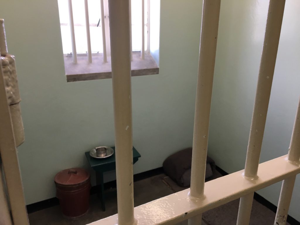 Nelson Mandela's cell at the Maximum Security Prison on Robben Island, South Africa