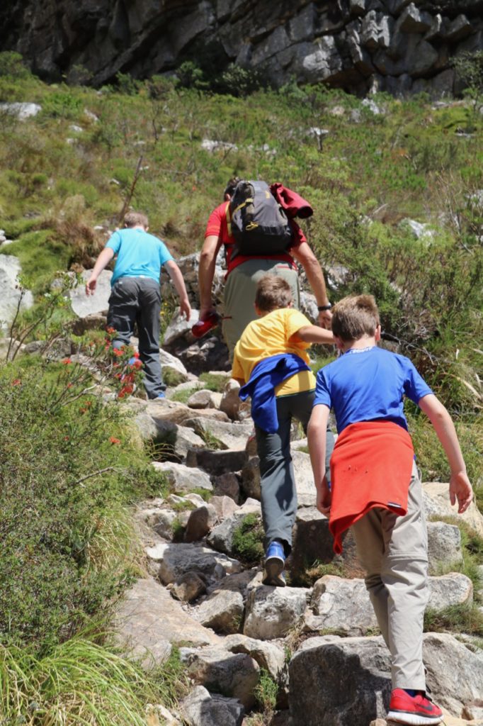 Climbing Platteklip Gorge, Table Mountain in South Africa