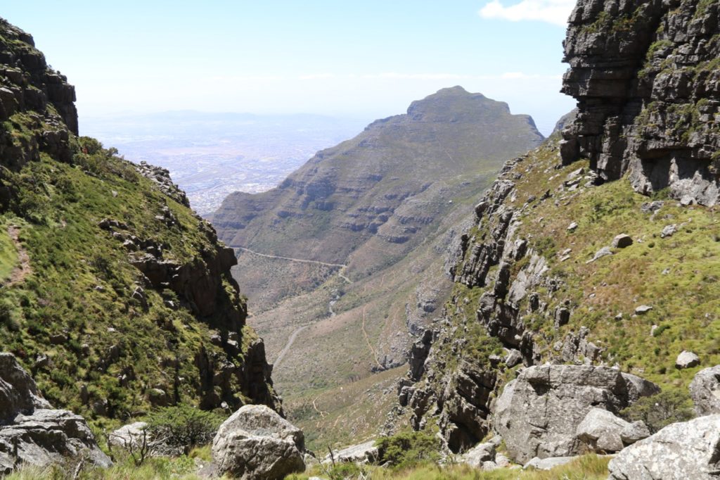 Climbing Platteklip Gorge, Table Mountain in South Africa