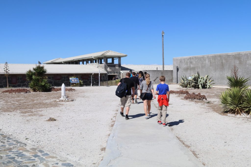 Touring the prison buildings on Robben Island