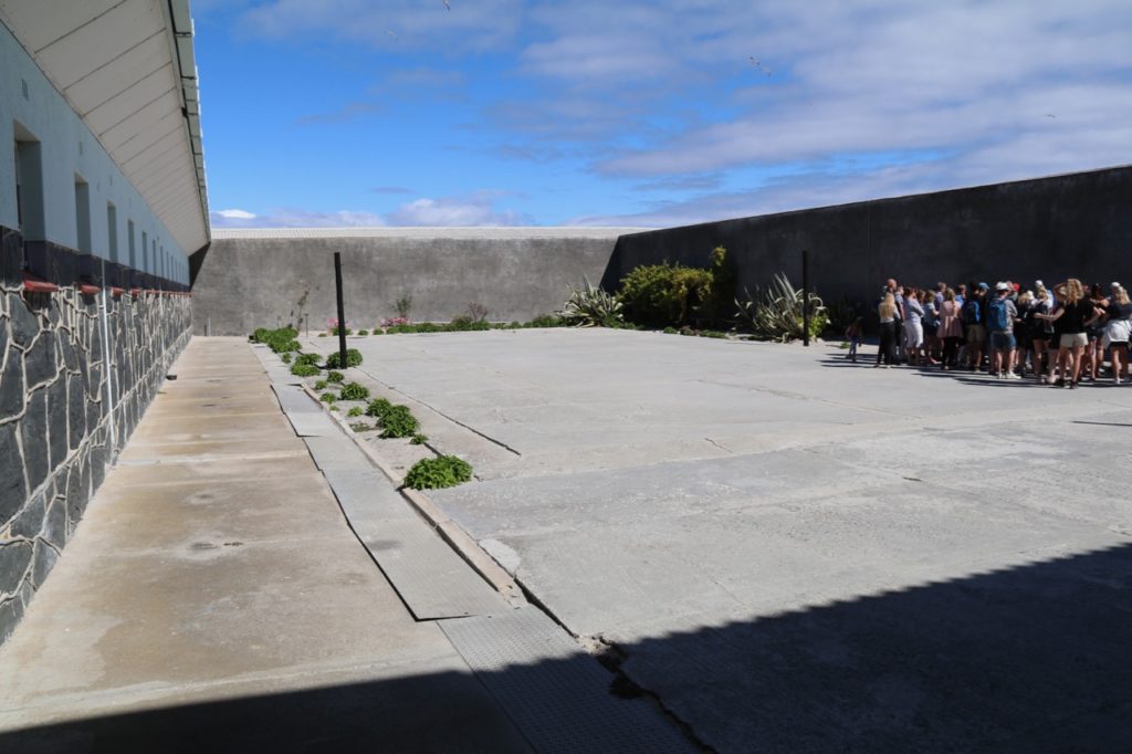 The Prison yard at the prison on Robben Island where Mandela exercised and planted a small garden