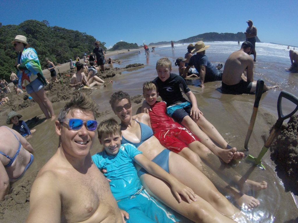 Our very own hot water pool at Hot Water Beach on the Coromandel Peninsula in New Zealand