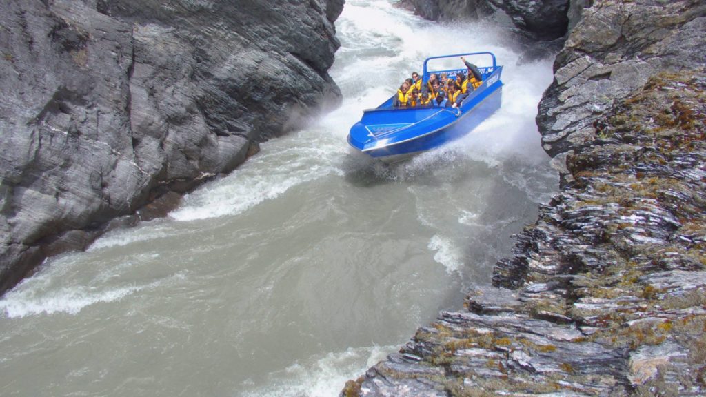 Jet boating in Skippers Canyon in New Zealand