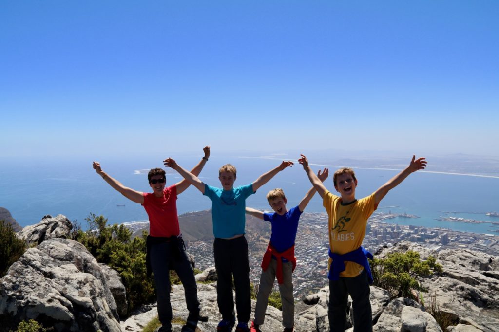 Climbing Table Mountain in Cape Town with kids