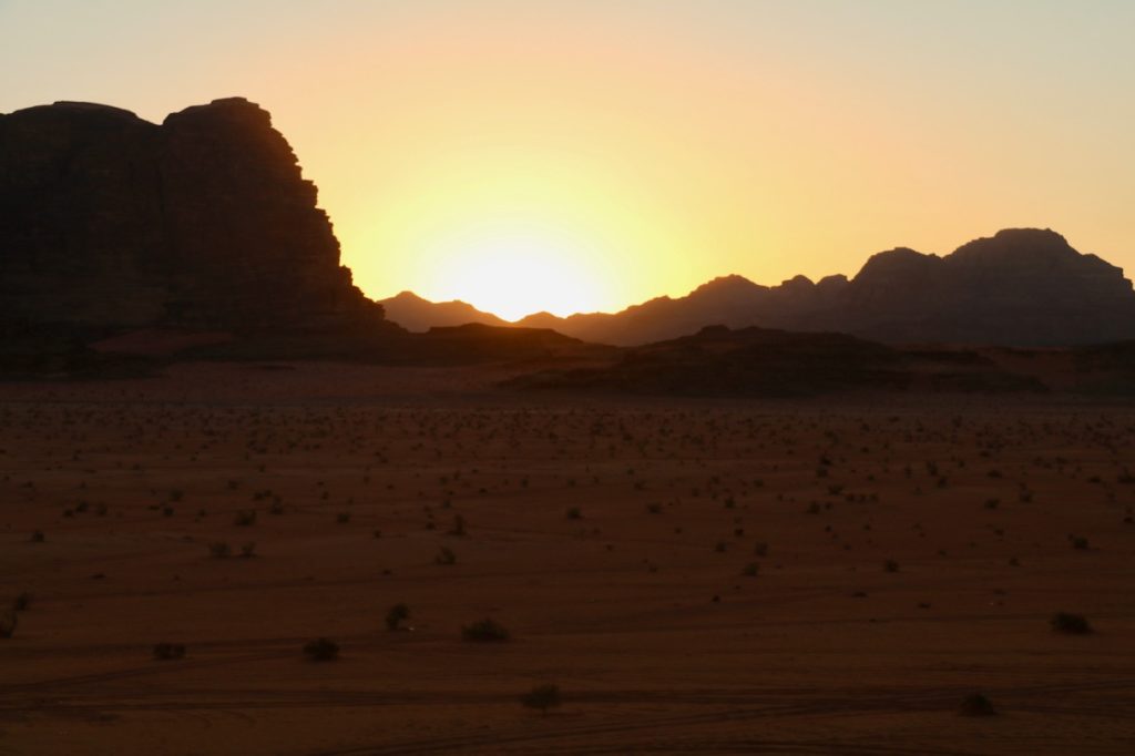 A beautiful sunset in Wadi Rum