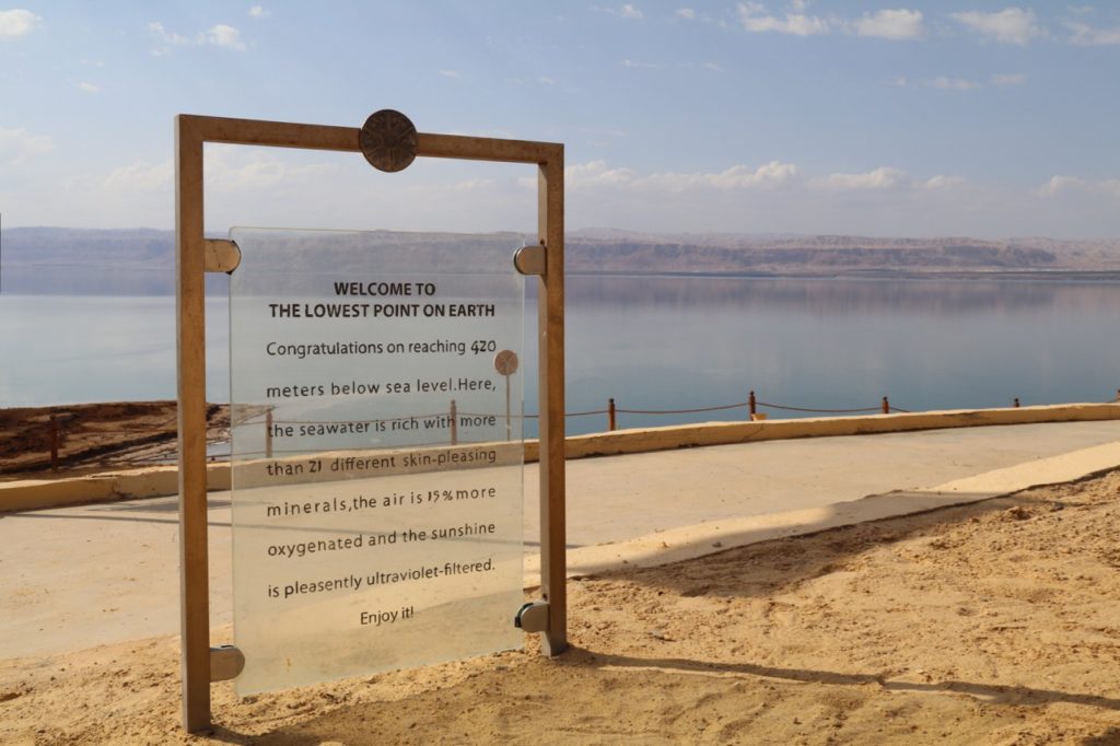 The lowest point on earth at the Dead Sea