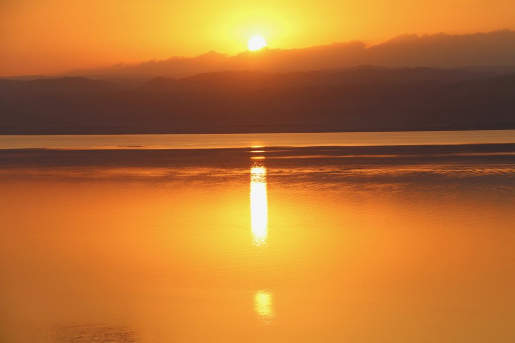 Sunset at the Kempinski Hotel, setting over the Dead Sea