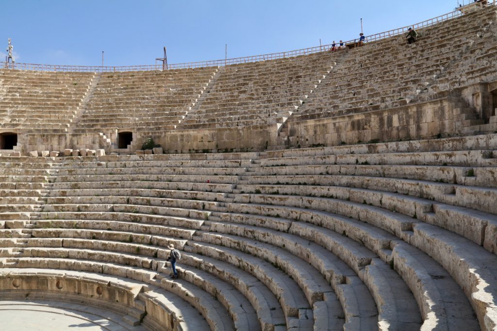 The seating in the South Theatre in Jerash