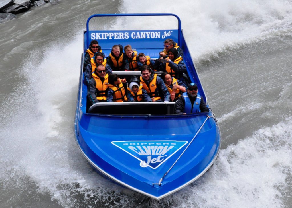 Jet boating down Skippers Canyon New Zealand