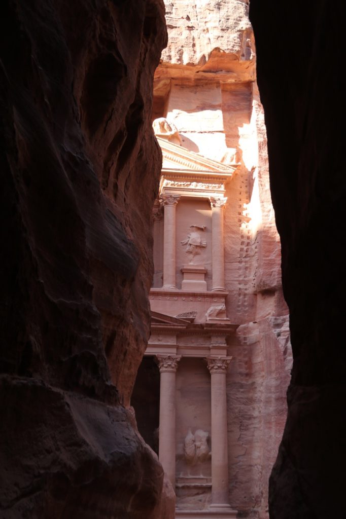 The first glimpse of the Treasury in Petra