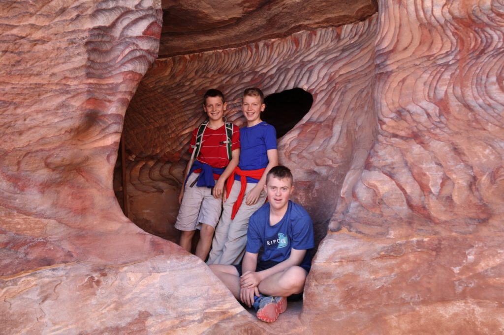 The spectacular sandstone rock out of which Petra is carved 