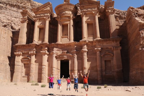 The Monastery at Petra, visiting with kids