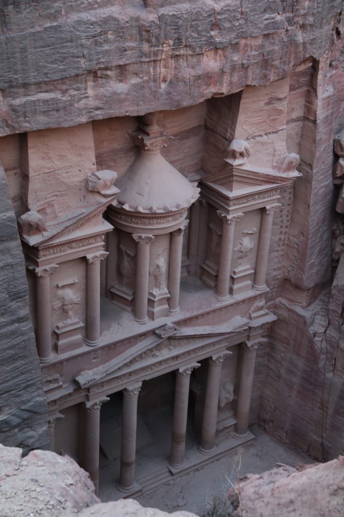Looking down at the Treasury from above at Petra