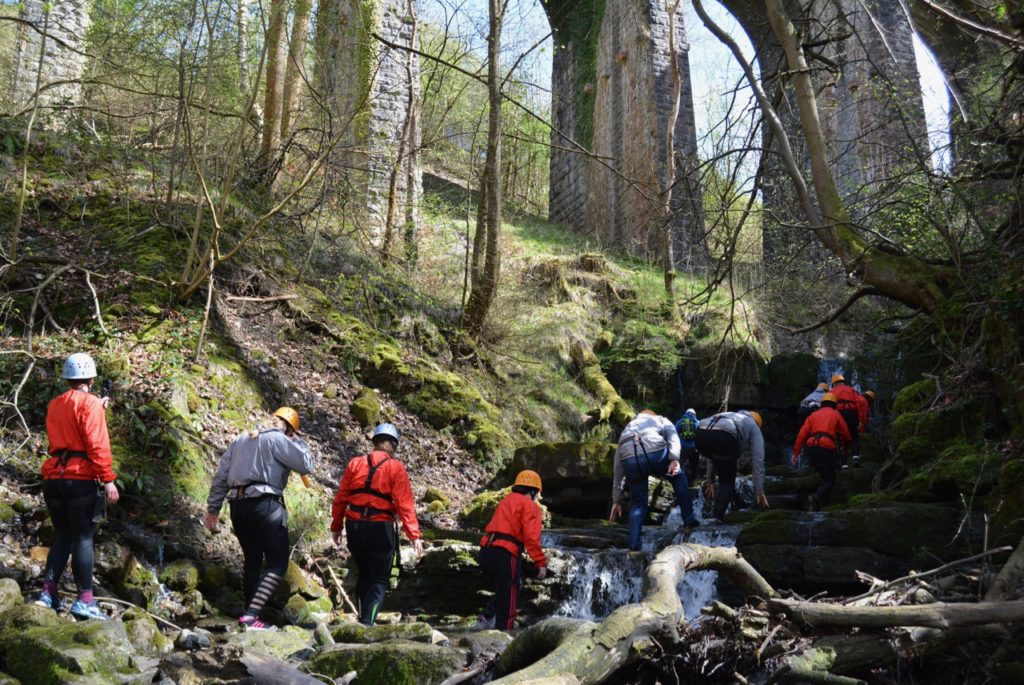 Gorge scrambling up Clydach Gorge in Monmouthshire