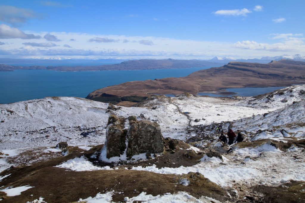 Views out to sea from the Old Man of Storr on Skye