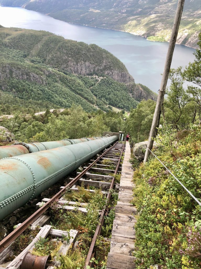 Hiking Florli 4444, overlooking Lysefjord, in Norway