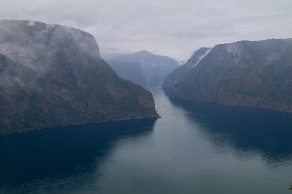 View from the Stegastein observation point above Flam in Norway