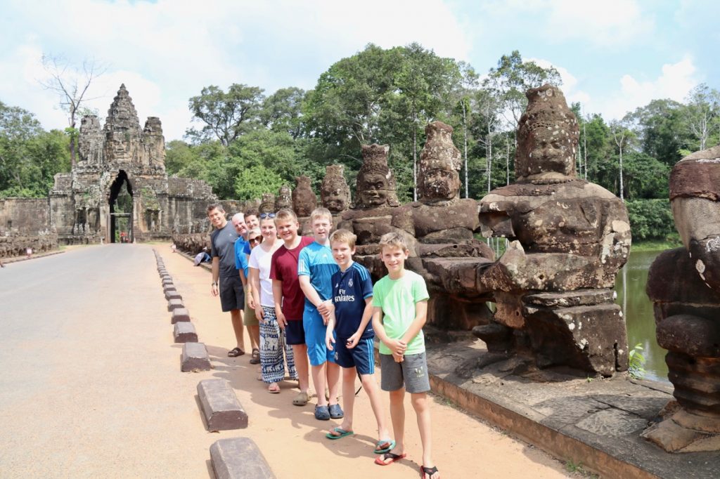 The demons on the bridge over the moat at Angkor Thom in Cambodia