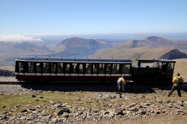 The Snowdon Mountain Railway at the top of Snowdon