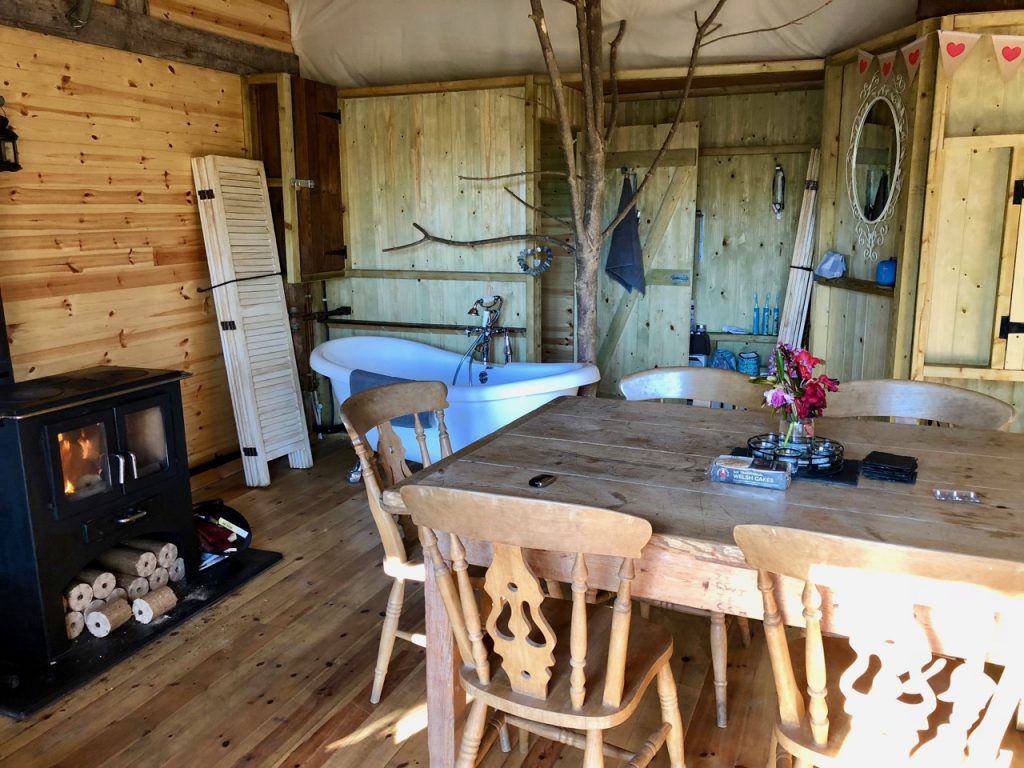 Inside the cabans at Riverside Camping in Snowdonia