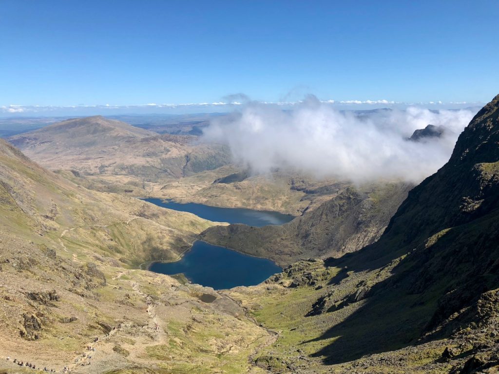 The mountain lakes from the top of Snowdon