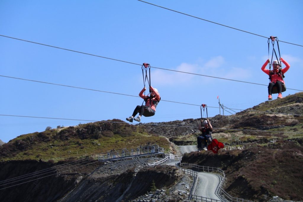 Titan, the four person zip-line at Zipworld in Snowdonia