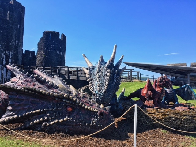 The dragons at Caerphilly Castle