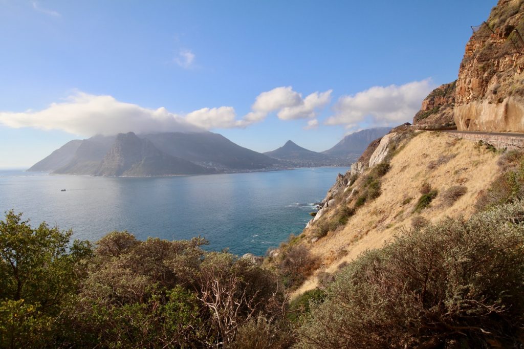 Driving Chapman's Peak Drive near Cape Town