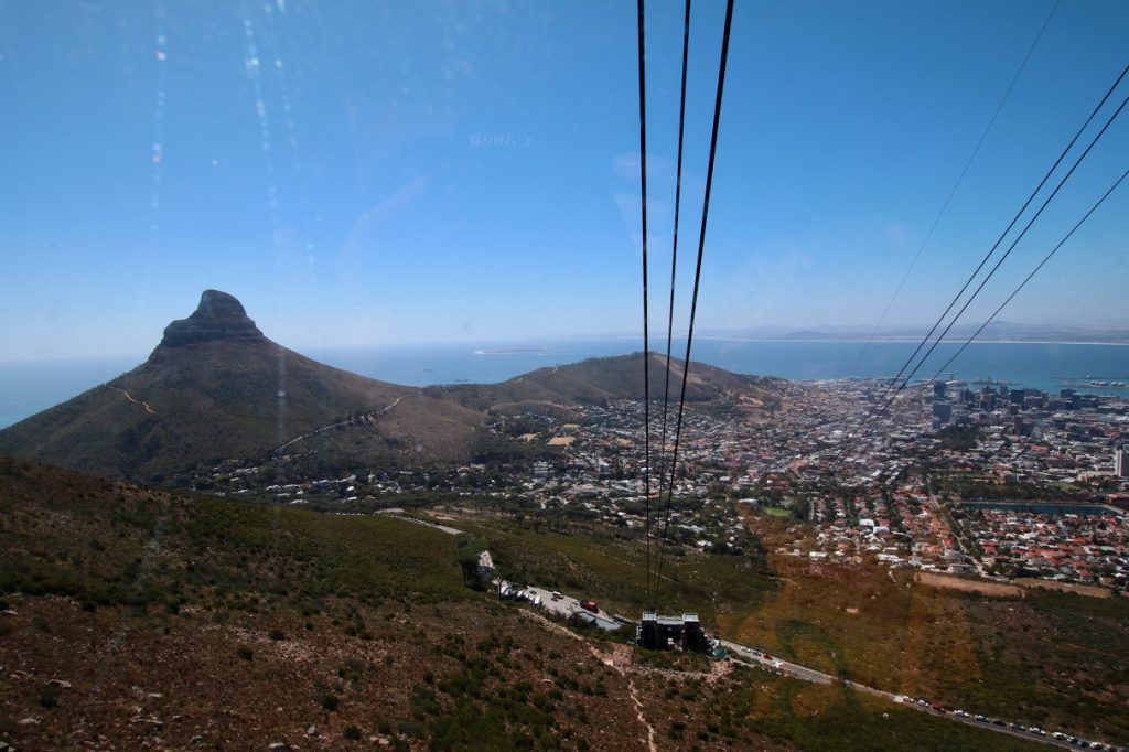 The cablecar ride up and down Table Mountain in Cape Town