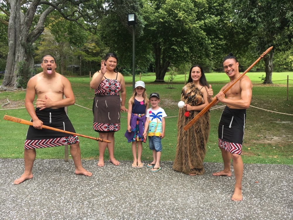 Bay of Islands in New Zealand with Maori performers