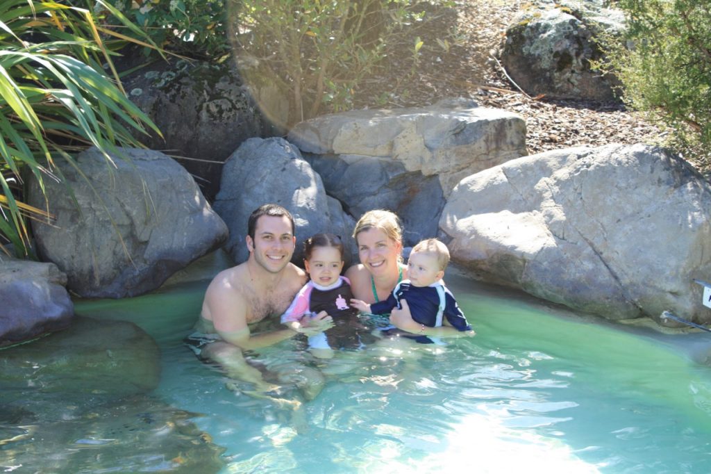 Soaking in the hot pools at Hanmer Springs on the South Island