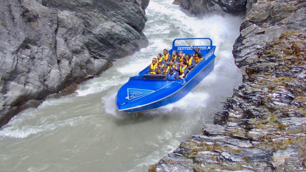 Riding the Skippers Canyon jet-boat in Queenstown